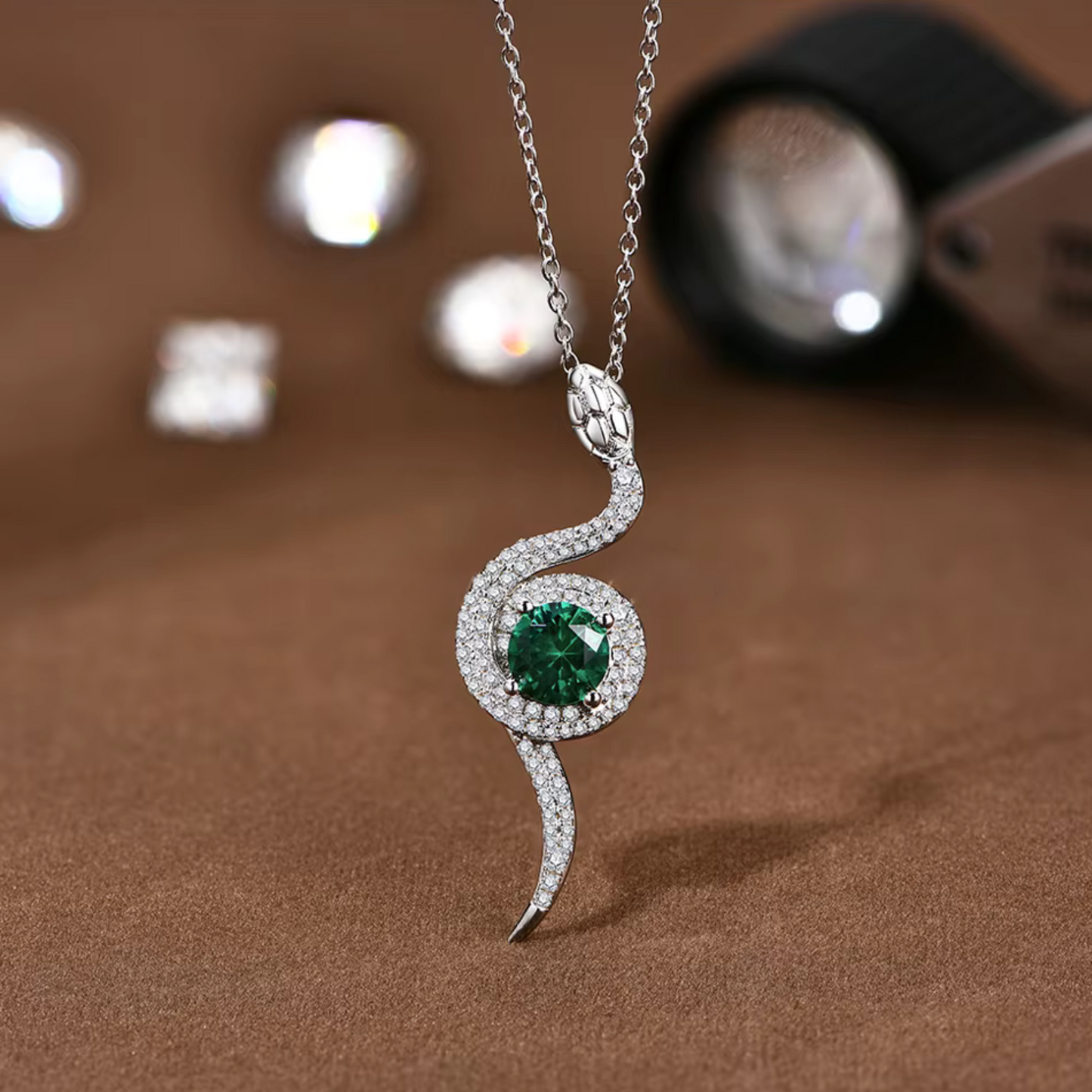 Moissanite Serpentine Pendant Necklace
