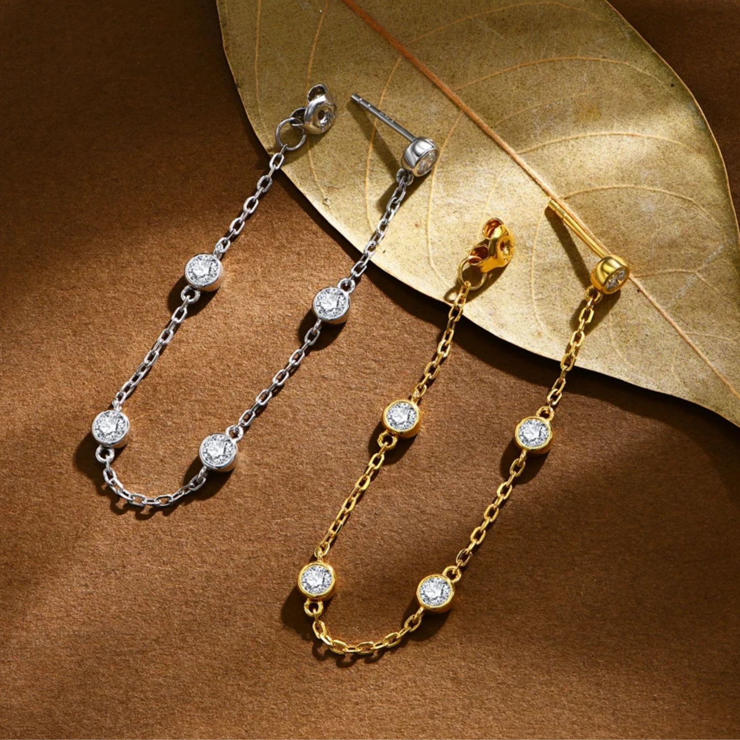 Chain-linked Moissanite Dangle Earrings