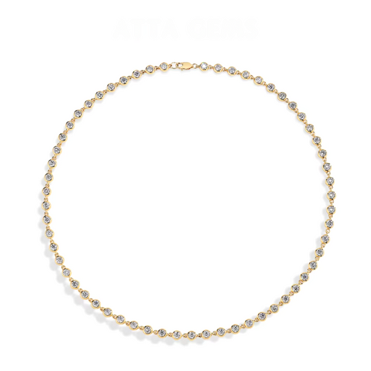 Bezel-set Moissanite Tennis Necklace