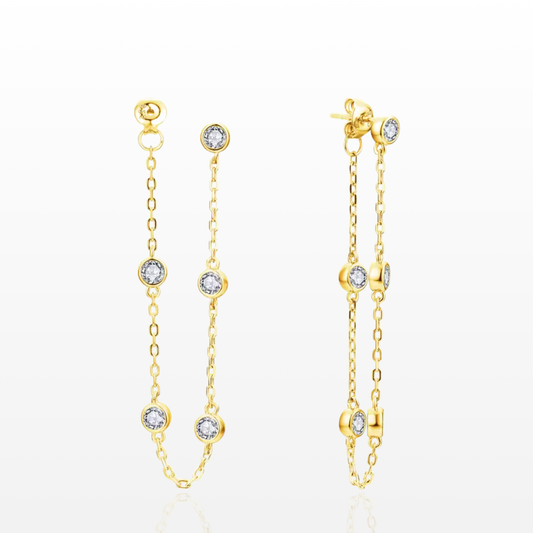 Chain-linked Moissanite Dangle Earrings