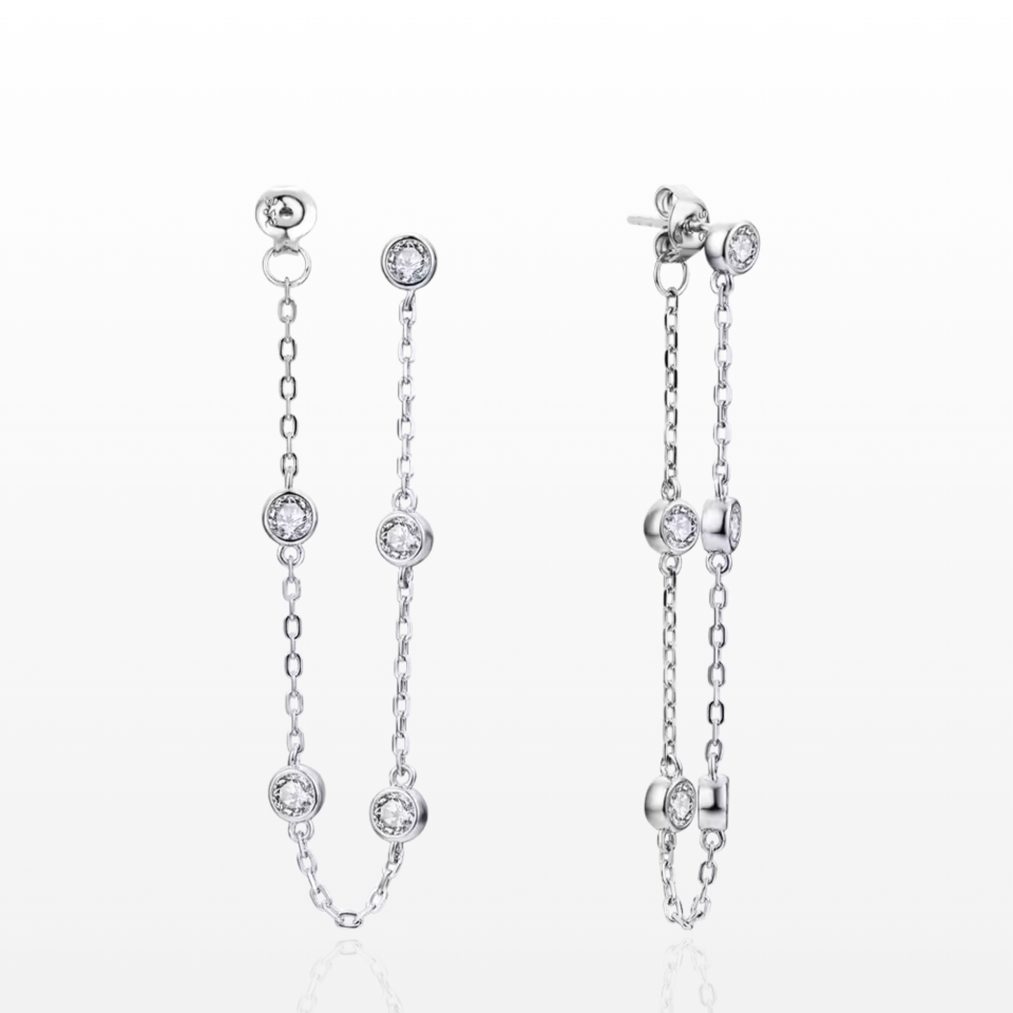 Chain-linked Moissanite Dangle Earrings