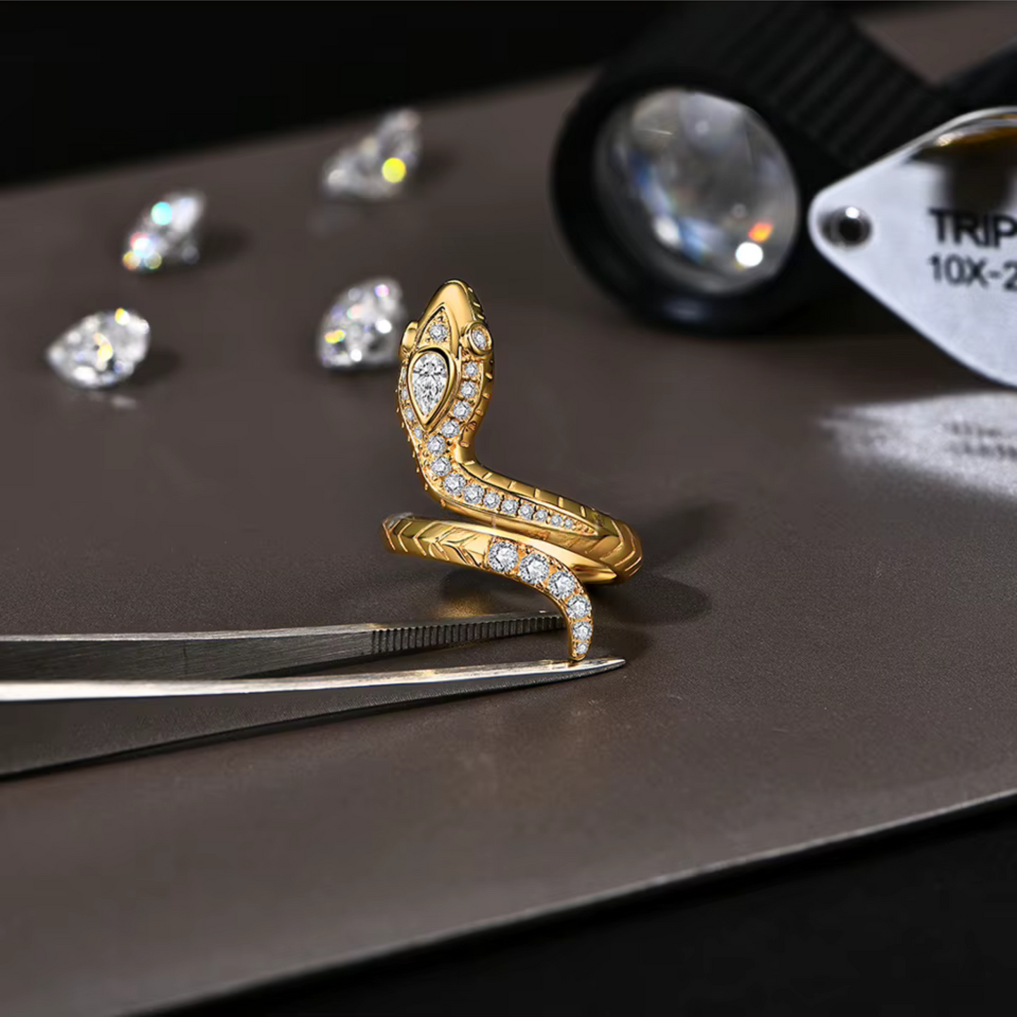 Moissanite Snake Ring